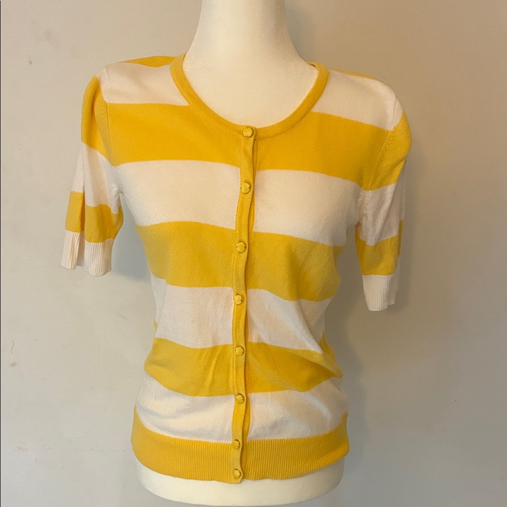 Yellow and White Striped Cardigan